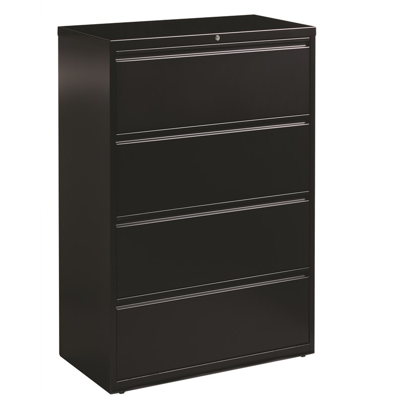 Hirsh 36 inch W Metal 4 Drawer Lateral File Cabinet with File Folders in Black