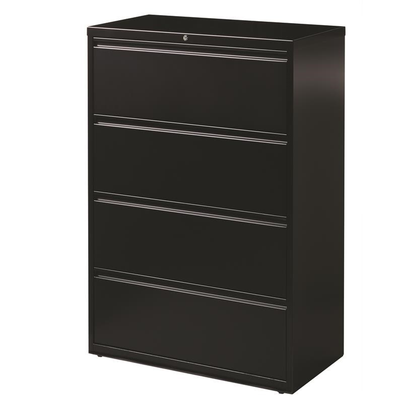 Hirsh 36 inch W Metal 4 Drawer Lateral File Cabinet with File Folders in Black