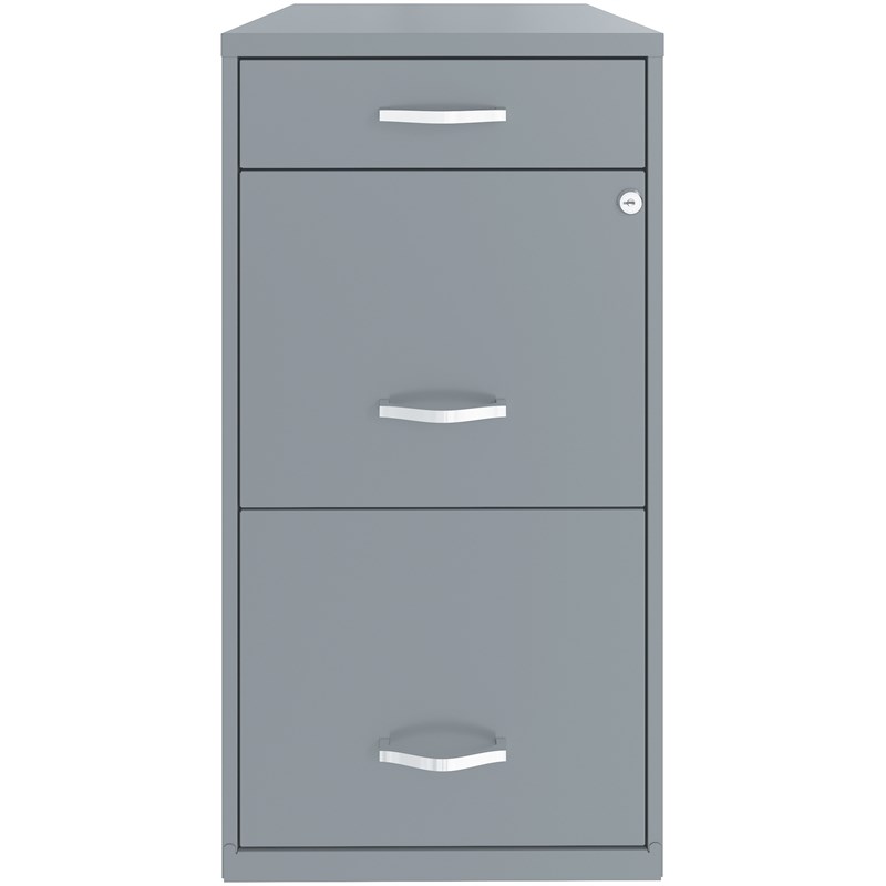 Space Solutions 18 inch 3 Drawer Metal File Cabinet with Pencil Drawer Gray