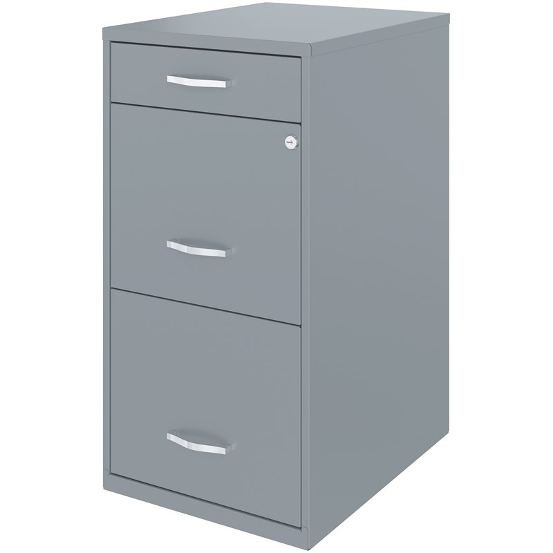 Space Solutions 18 inch 3 Drawer Metal File Cabinet with Pencil Drawer Gray