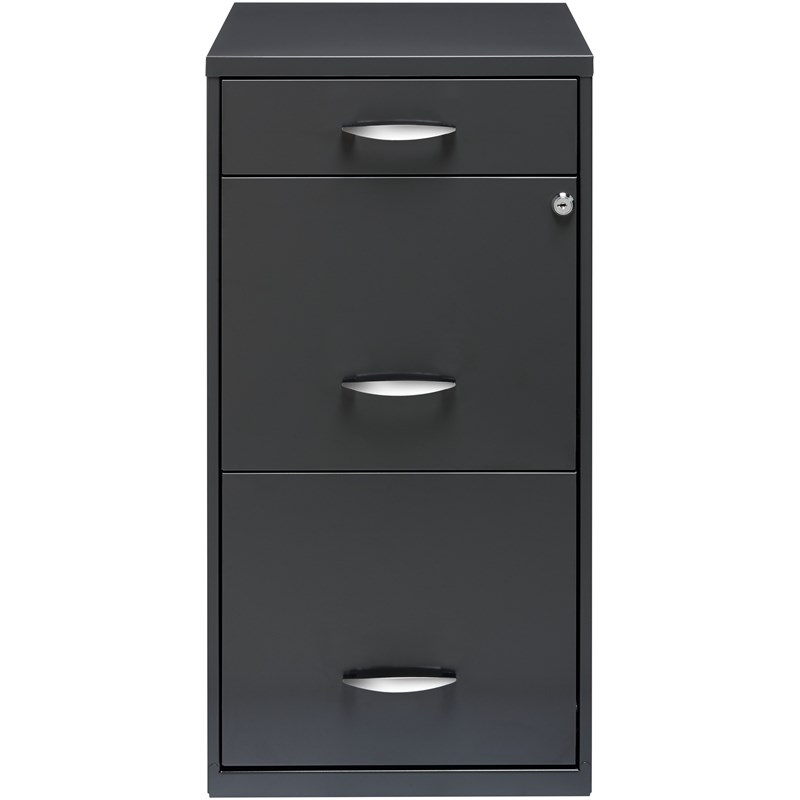 Space Solutions 18 inch 3 Drawer Metal File Cabinet with Pencil Drawer Charcoal