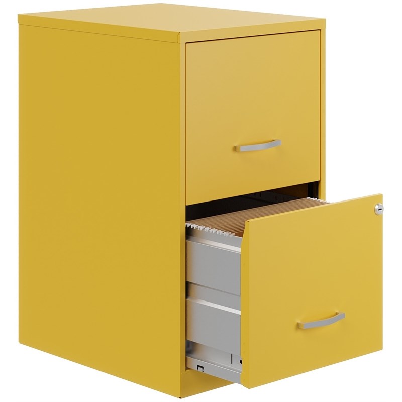 Space Solutions 18in.D 2 Drawer Metal File Cabinet Yellow/Goldfinch