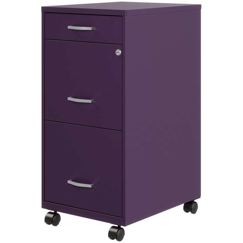Normaal gesproken vriendschap Inwoner Space Solutions 18"D 3 Drawer Mobile Metal File Cabinet Midnight Purple |  Homesquare