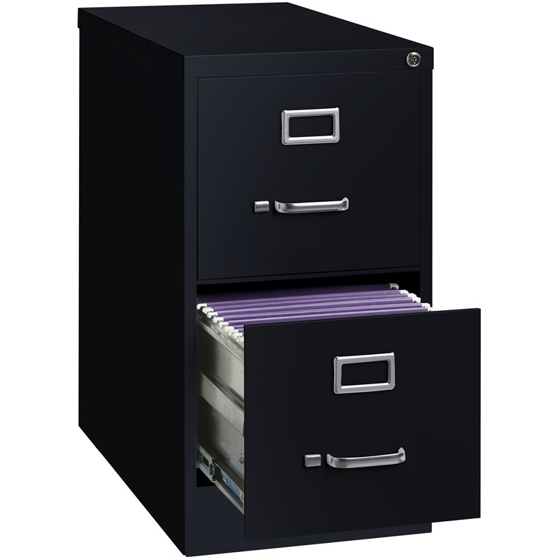Hirsh 25-in Deep Metal 2 Drawer Letter Width Vertical File Cabinet Black