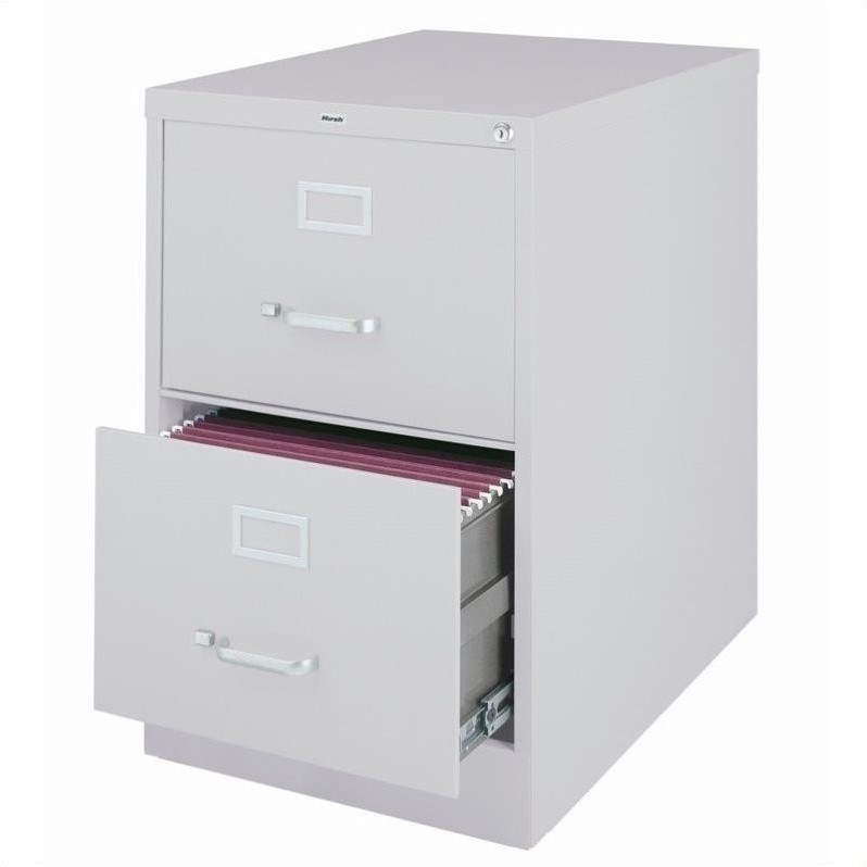 Hirsh 25-in Deep 2 Drawer Legal Width Metal Vertical File Cabinet Light Gray