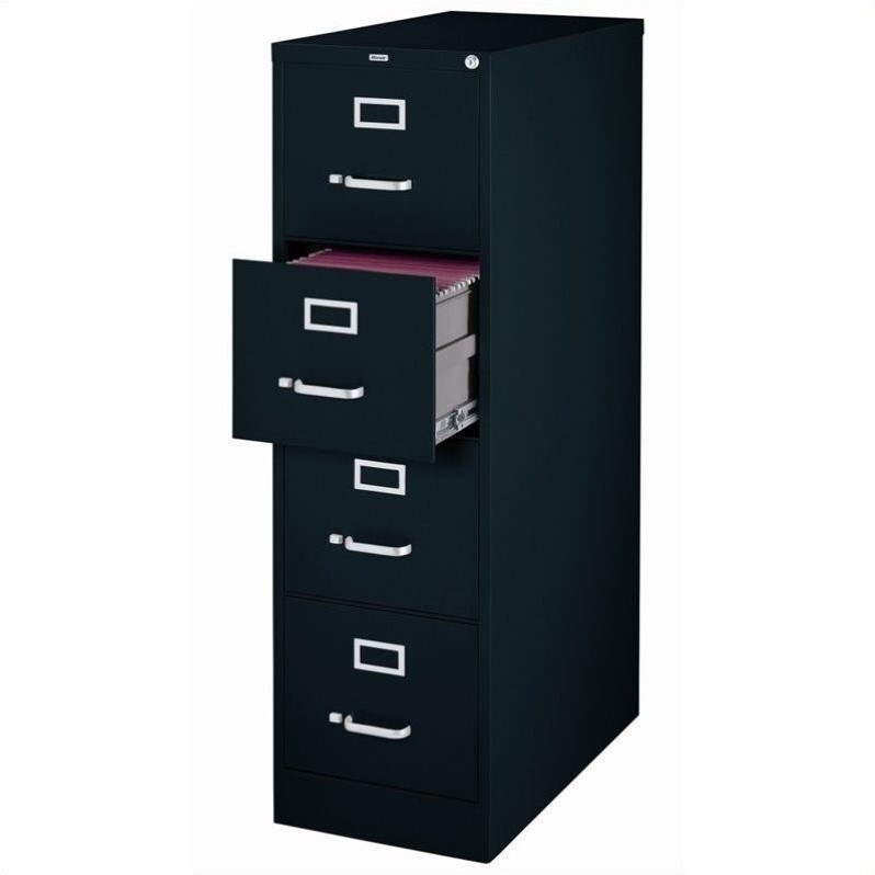 hirsh 25in deep 4 drawer letter width vertical file black 17546