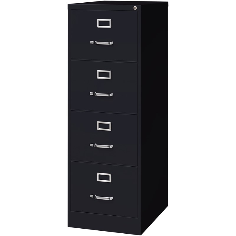 Hirsh 25-in Deep Metal 4 Drawer Legal Width Vertical File Cabinet Black