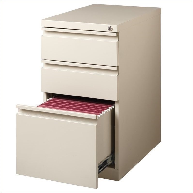 Hirsh 20-inch Deep Metal Mobile Pedestal File 3-Drawer Box/Box/File. Putty/Beige