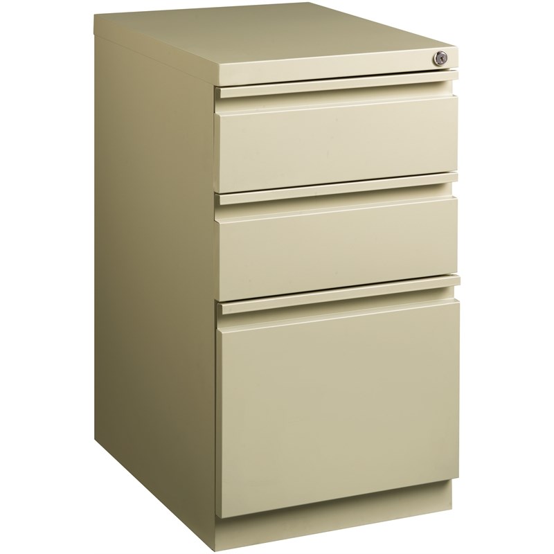 Hirsh 20-inch Deep Metal Mobile Pedestal File 3-Drawer Box/Box/File. Putty/Beige