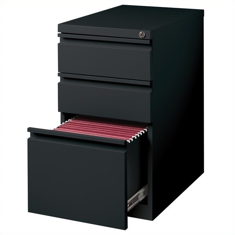 Hirsh 20-inch Deep Metal Mobile Pedestal File 3-Drawer Box/Box/File. Black