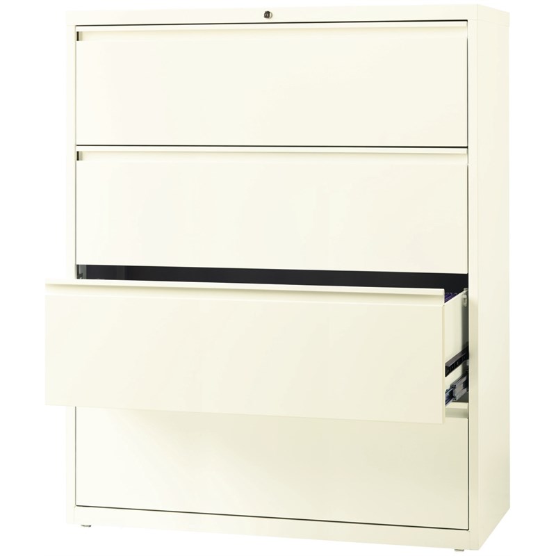 Hirsh 42-in Wide HL10000 Series Metal 4 Drawer Lateral File Cabinet Off White