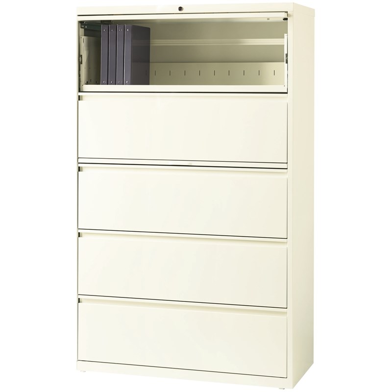 Hirsh 42-in Wide HL10000 Series Metal 5 Drawer Lateral File Cabinet Off White