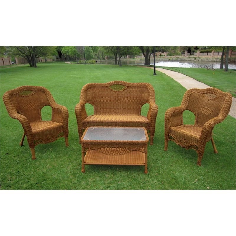 international caravan 4 piece wicker patio