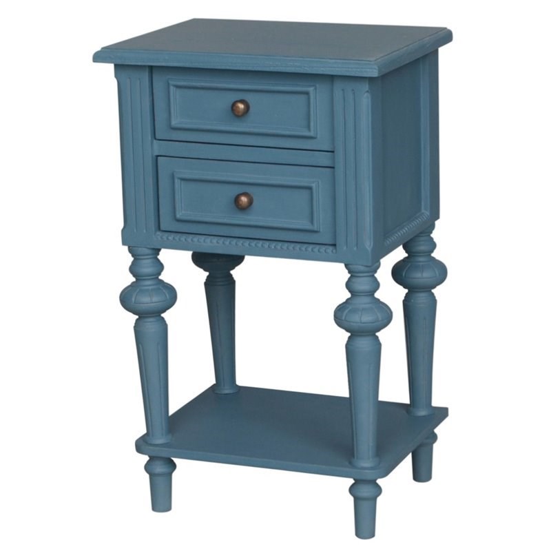 Ashbury 2 Drawer End Table in Antique Blue 