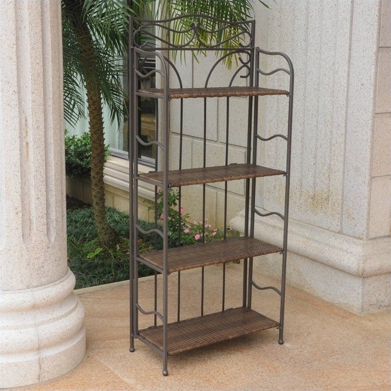 valencia 4tier resin wicker folding bakers rack 4121abn