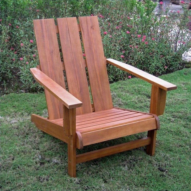 International Caravan Large Adirondack Patio Chair in Honey Pecan