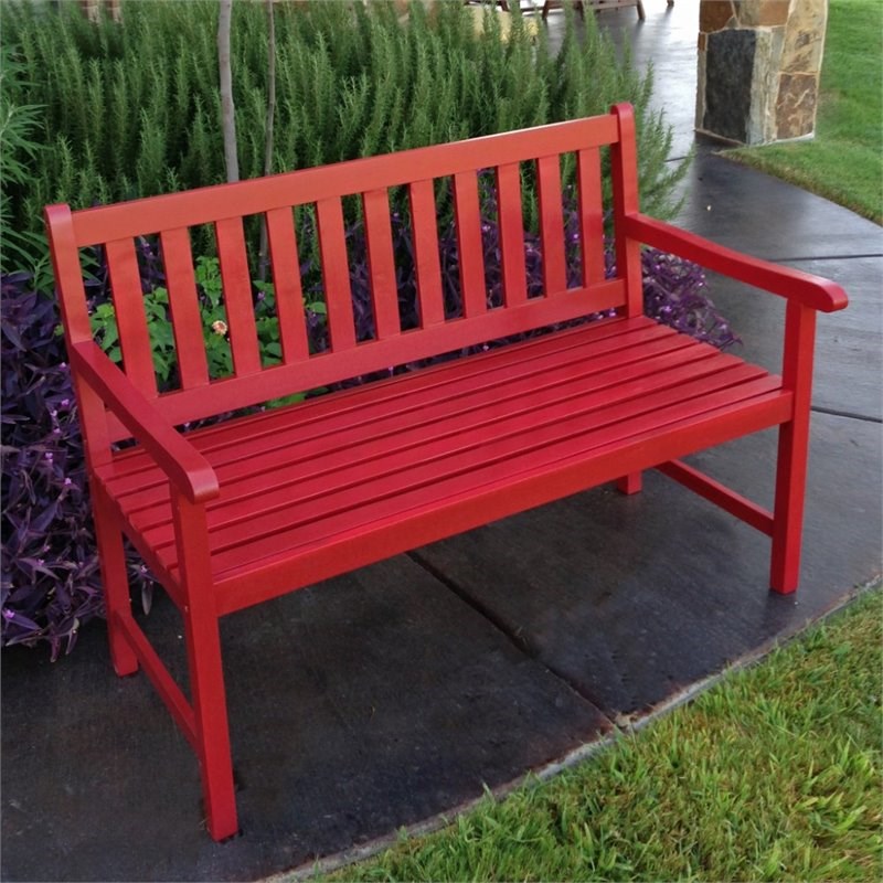 International Caravan Highland Patio Garden Bench in Red
