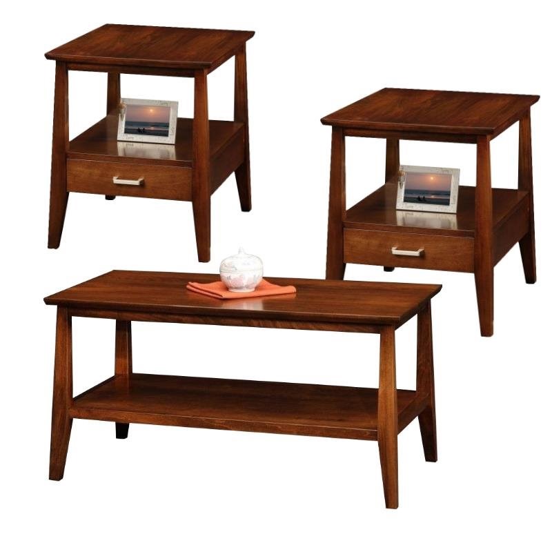 Delton 3 Piece Solid Wood Coffee Table and Set of 2 Storage End Table Set