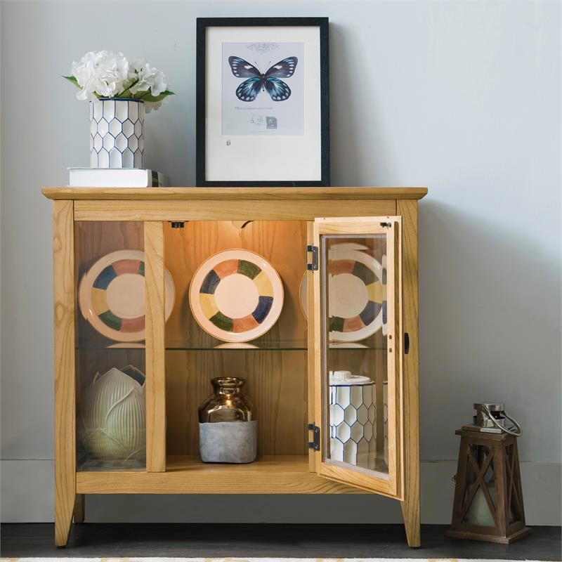 Leick Home Favorite Finds Entryway Wood Curio Cabinet in Natural Oak