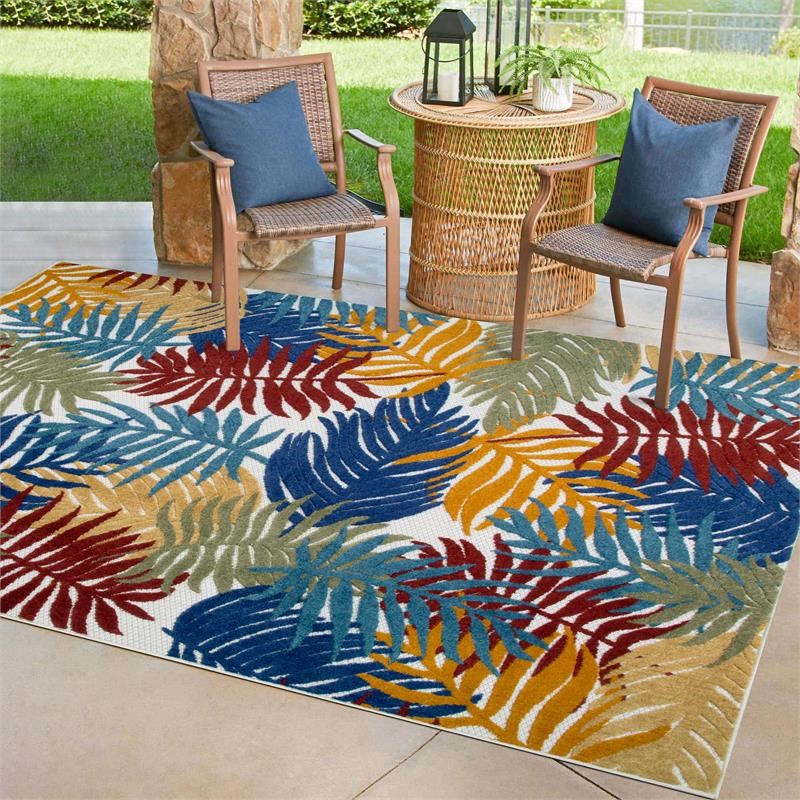 Leick Home 595181 Talipot Palm Indoor Outdoor Area Rug Rectangle 4'x6'
