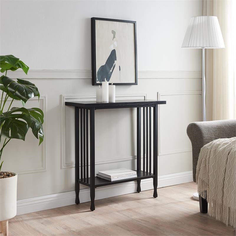 Leick Home 11232-BK Ironcraft Console Sofa Table - Black Wash
