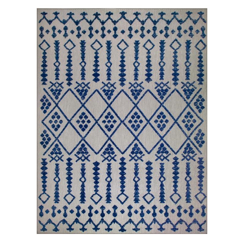Leick Home 594986 Cusp Gray with Blue Indoor Outdoor Area Rug 6'7