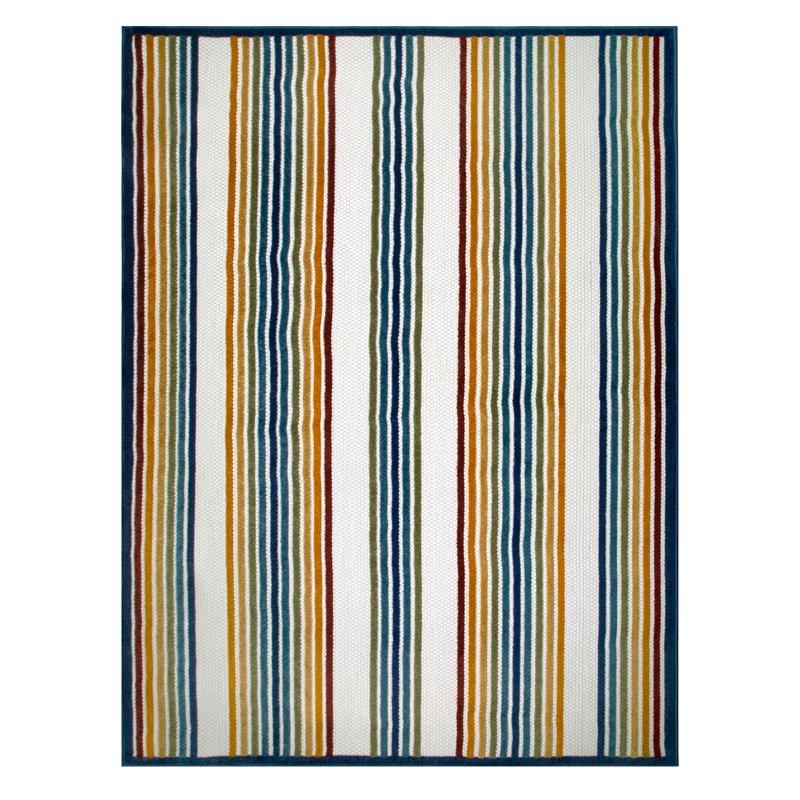 Leick Home 595157 Blithe Colorful Line Indoor Outdoor Area Rug 7'10
