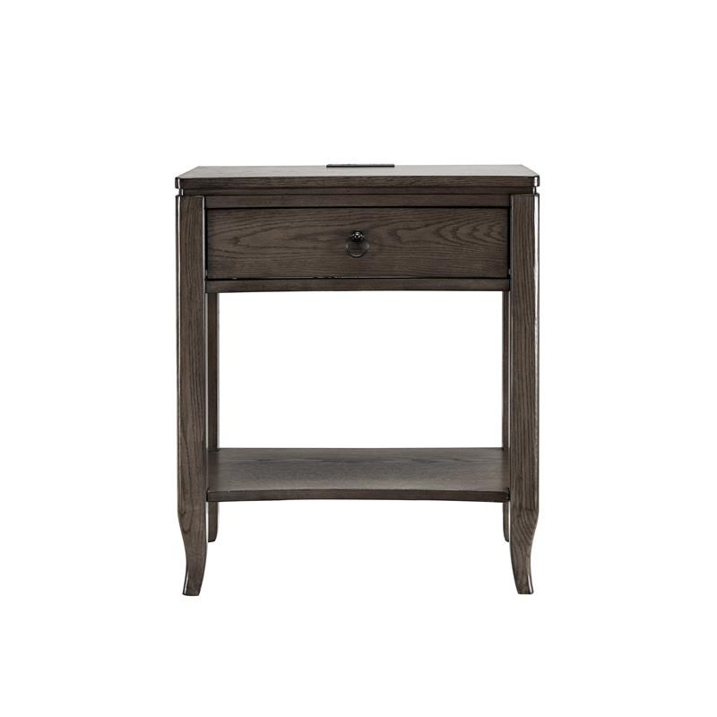 Annette Oak Drawer Nightstand with Top Outlet