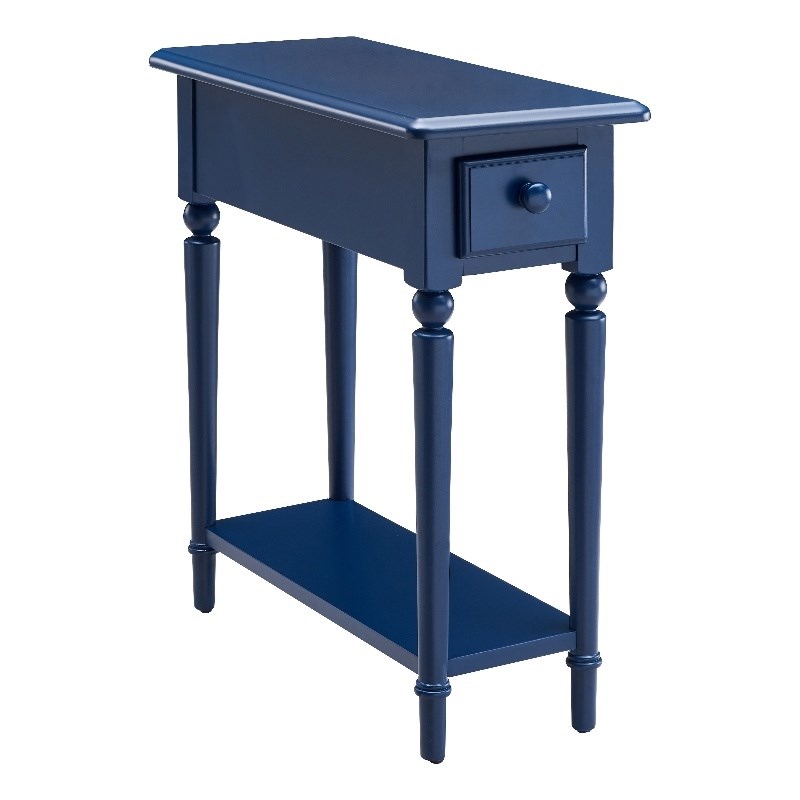 Leick Home Coastal Narrow Side Table with Drawer-Navy Blue