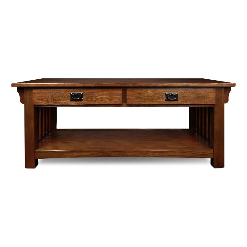 Leick Furniture Wood Mission Coffee Table in Brown Medium Oak