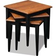 Leick Furniture Stacking Wood Table Set in Black and Medium Oak Finish