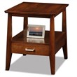 Leick Delton Storage Solid Wood End Table with Drawer in Sienna