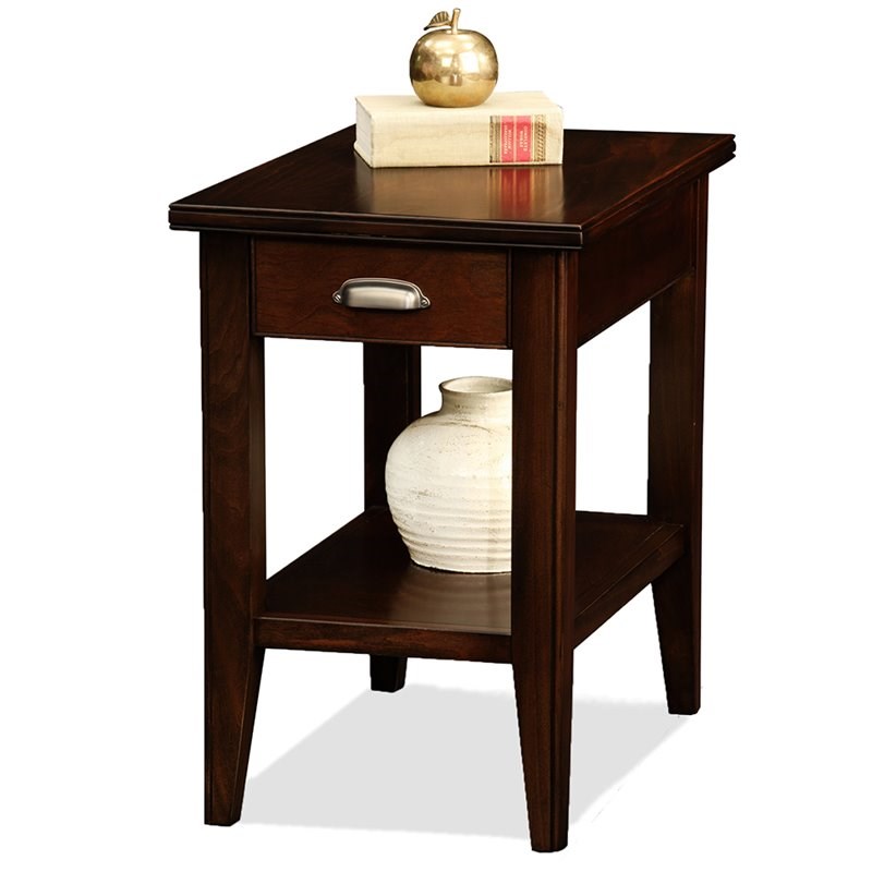 leick furniture laurent end table in chocolate cherry 10506