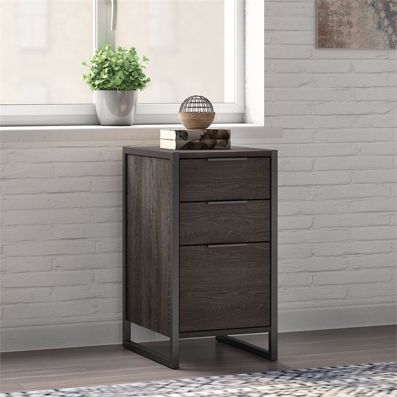 Office by kathy ireland Atria 3 Drawer File Cabinet in Charcoal Gray - Assembled