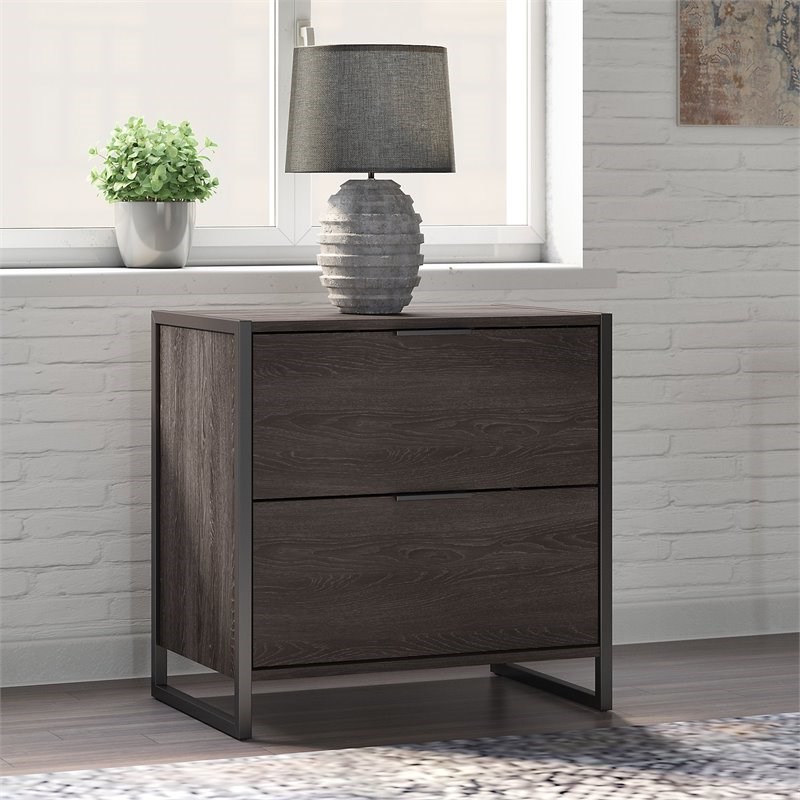 Office by kathy ireland Atria 2 Drawer Lateral File Cabinet in Charcoal Gray