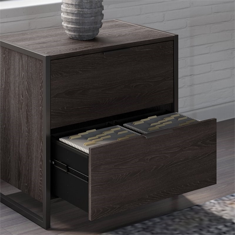Office by kathy ireland Atria 2 Drawer Lateral File Cabinet in Charcoal Gray