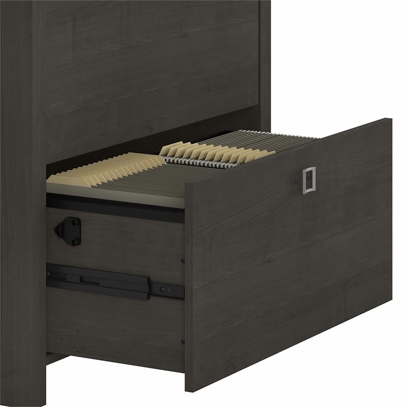 Echo 2 Drawer Lateral File Cabinet in Charcoal Maple - Engineered Wood