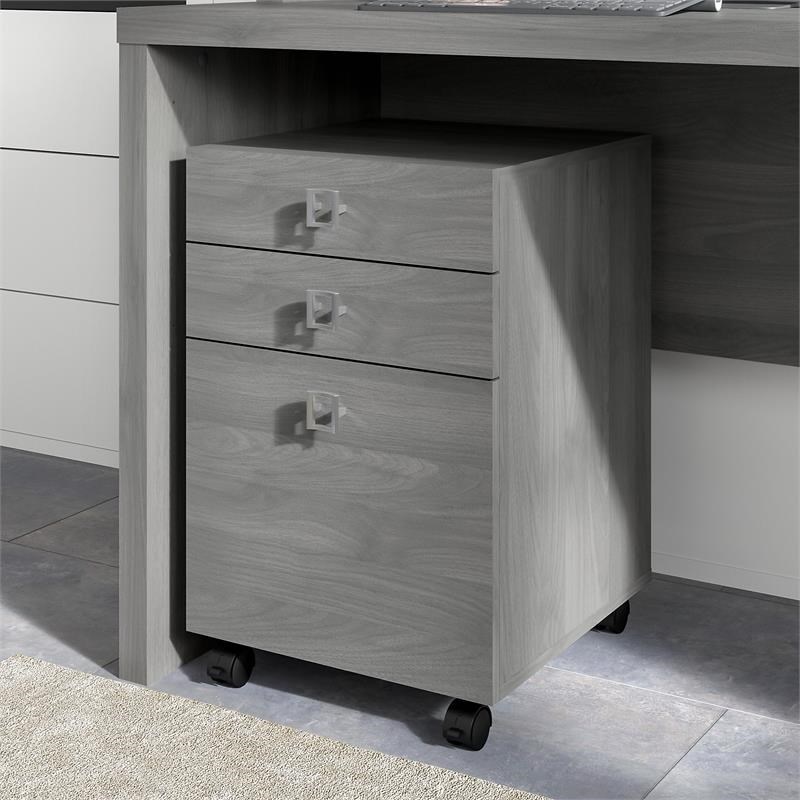 Echo 3 Drawer Mobile File Cabinet in Modern Gray - Engineered Wood