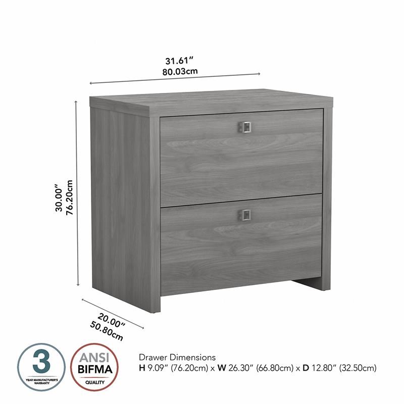 Echo 2 Drawer Lateral File Cabinet in Modern Gray - Engineered Wood