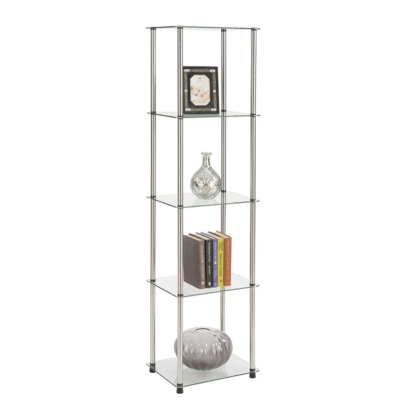 Convenience Concepts Designs2Go Four Shelf Clear Glass Tower