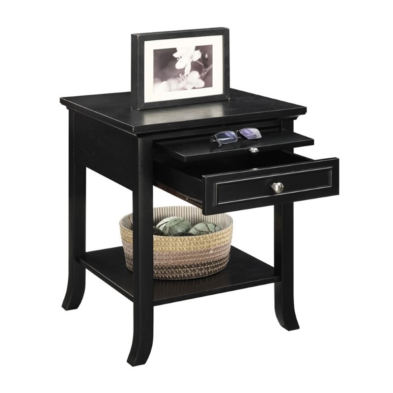 Convenience Concepts American Heritage Logan End Table in Black Wood Finish