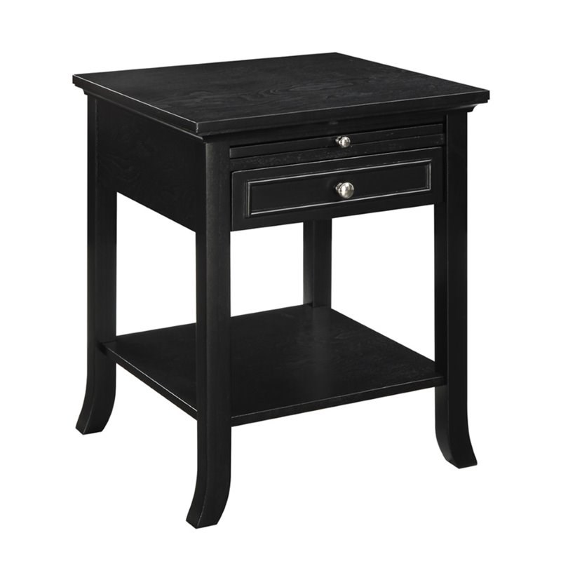 Convenience Concepts American Heritage Logan End Table in Black Wood Finish