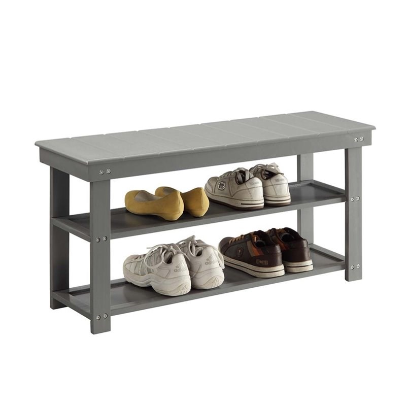 Convenience Concepts Oxford Utility Mudroom Entryway Bench in Gray Wood Finish