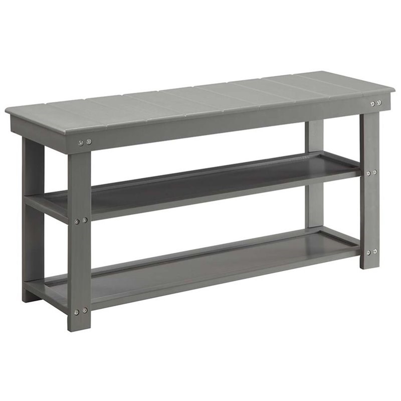 Convenience Concepts Oxford Utility Mudroom Entryway Bench in Gray Wood Finish