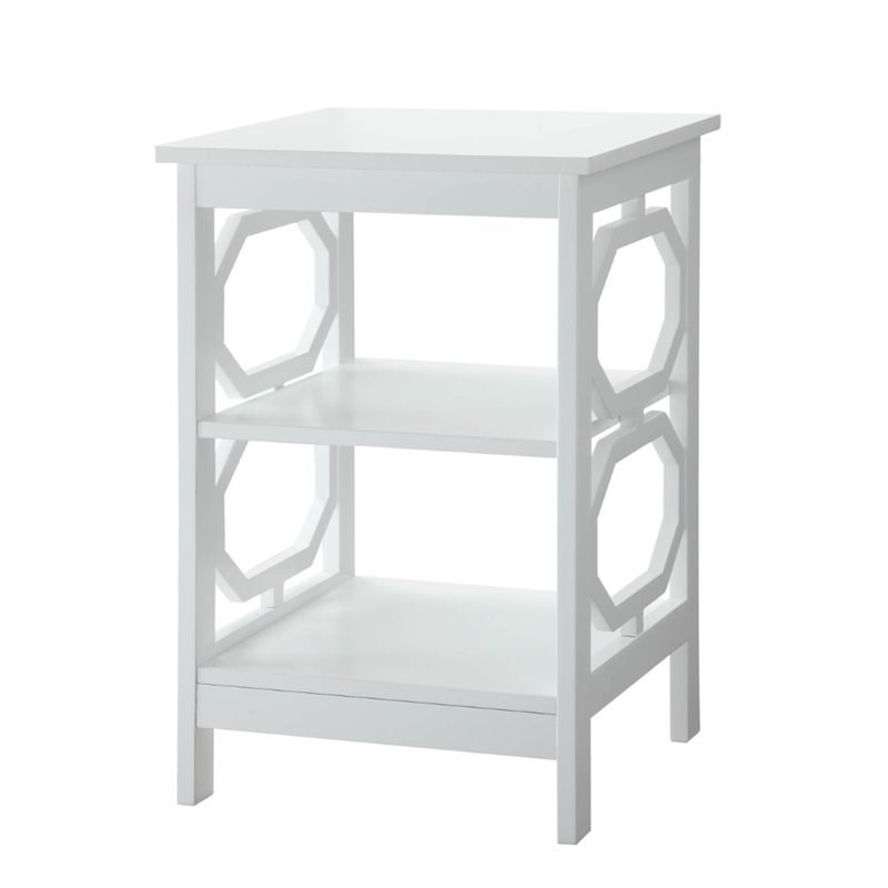 Convenience Concepts Omega Square End Table in White Wood Finish