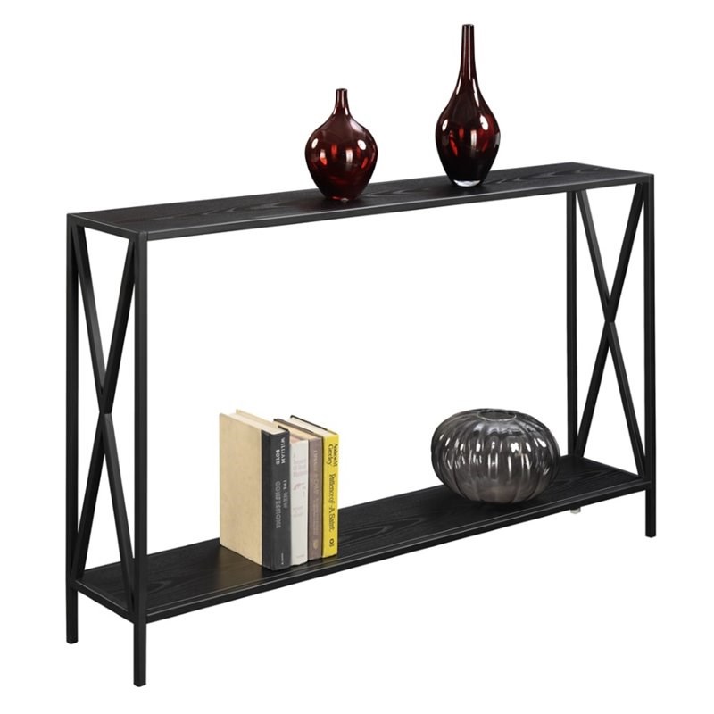 Convenience Concepts Tucson Console Table in Black Wood Finish and Metal Frame