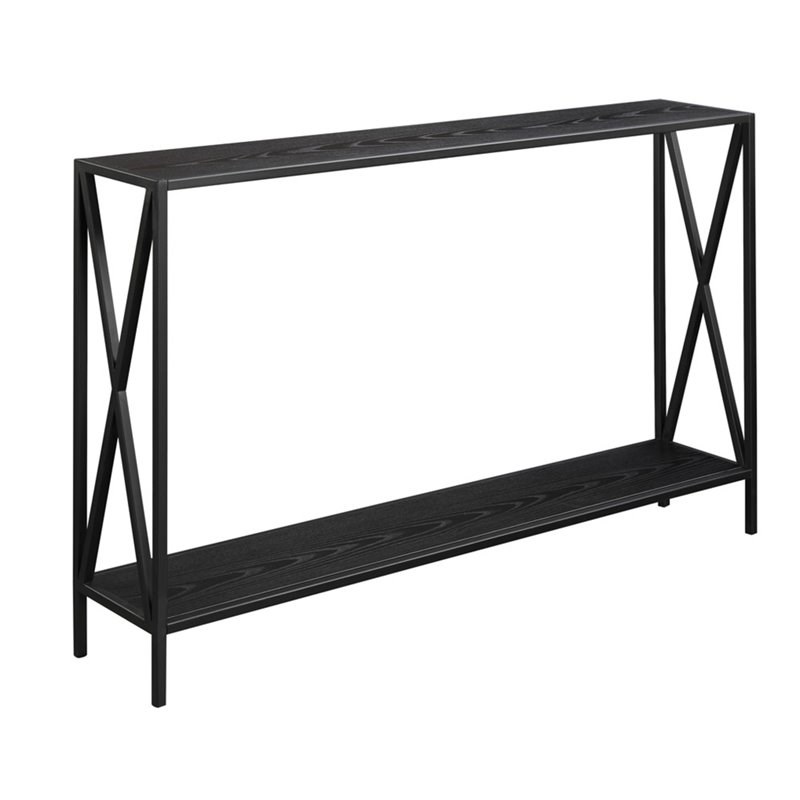 Convenience Concepts Tucson Console Table in Black Wood Finish and Metal Frame