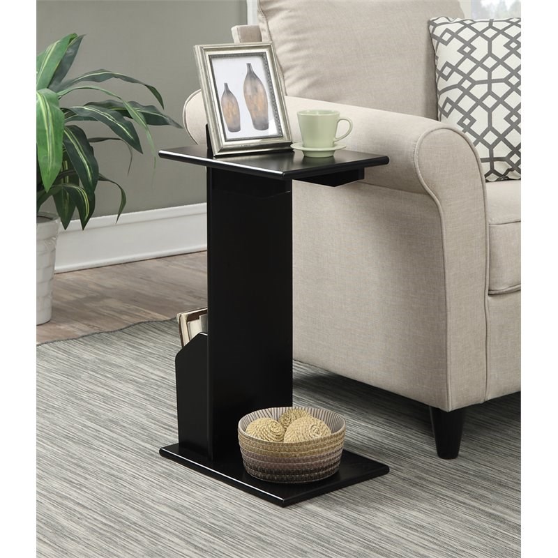 Convenience Concepts Designs2Go Abby Magazine C End Table in Black Wood Finish