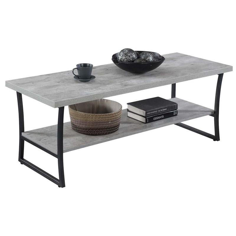 Convenience Concepts X-Calibur Coffee Table in Gray Faux Birch Wood Finish