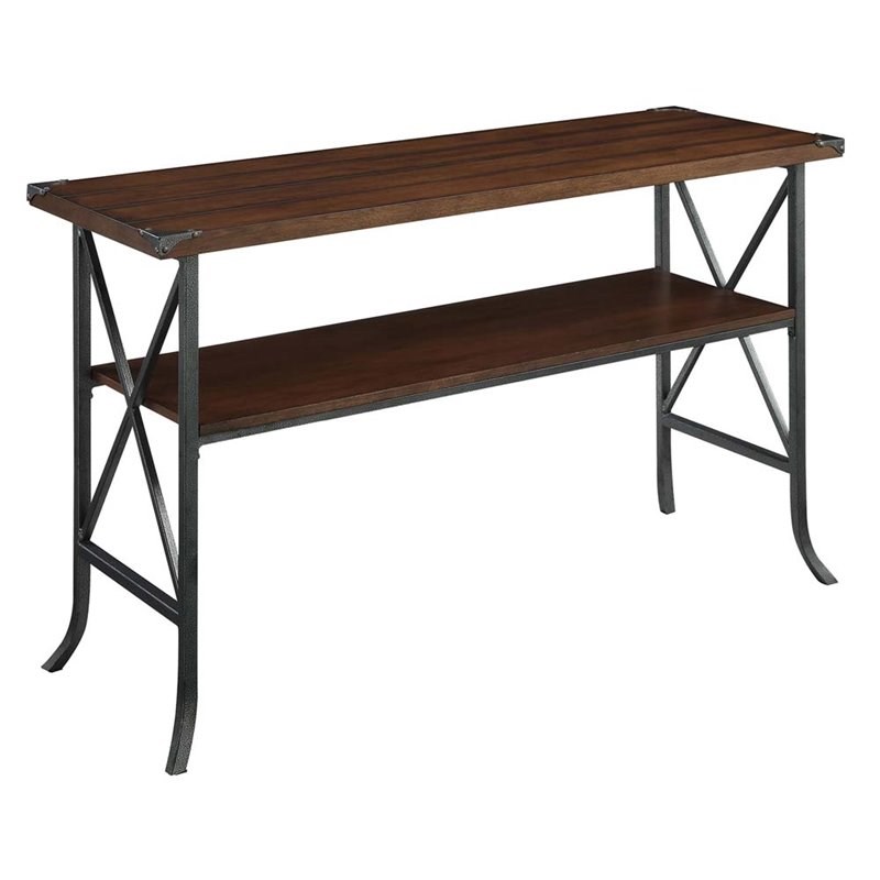 Convenience Concepts Brookline Console Table in Dark Walnut Wood Finish